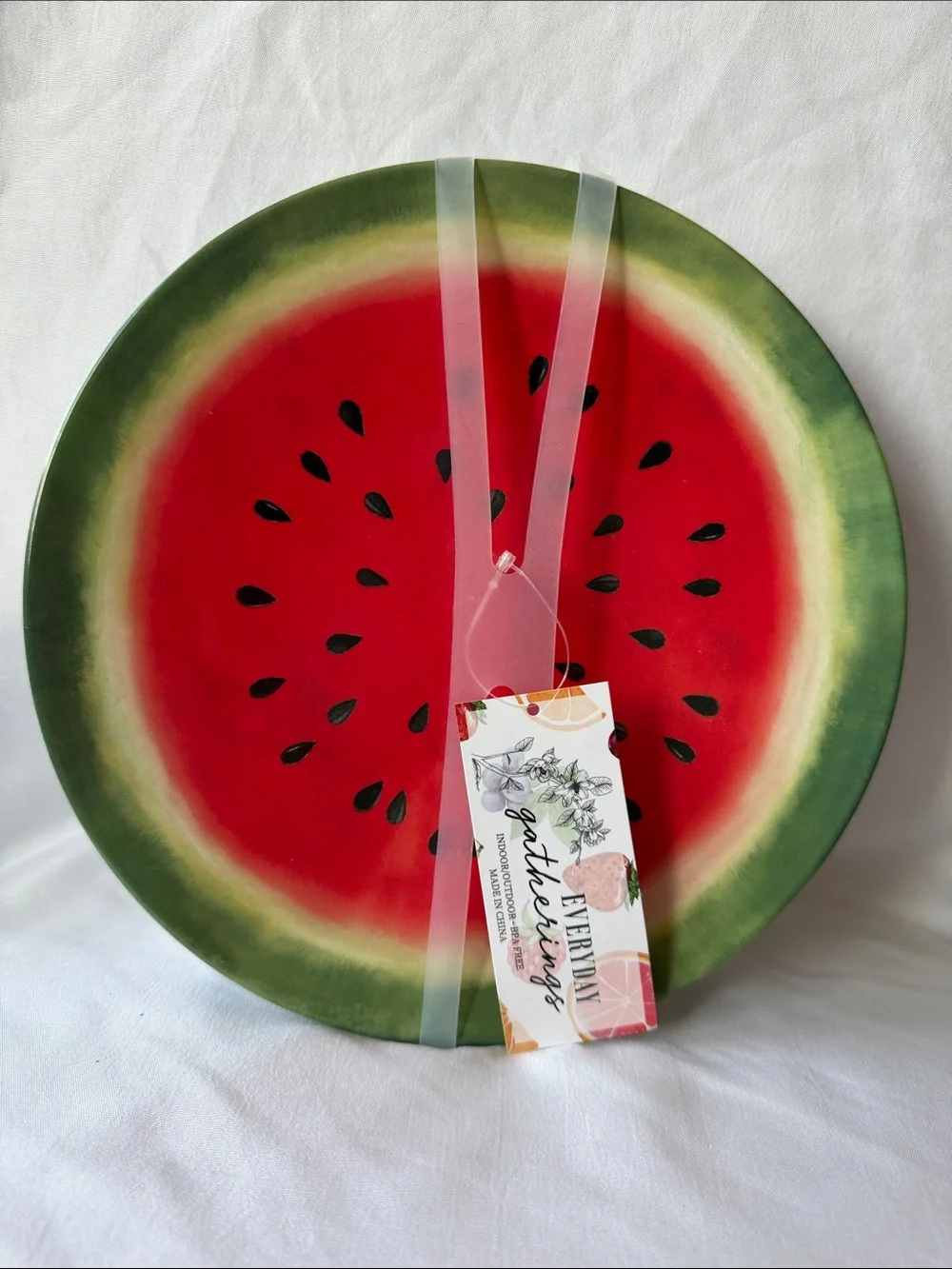 Watermelon Set of 4- Melamine Salad Plates– Red & Green
